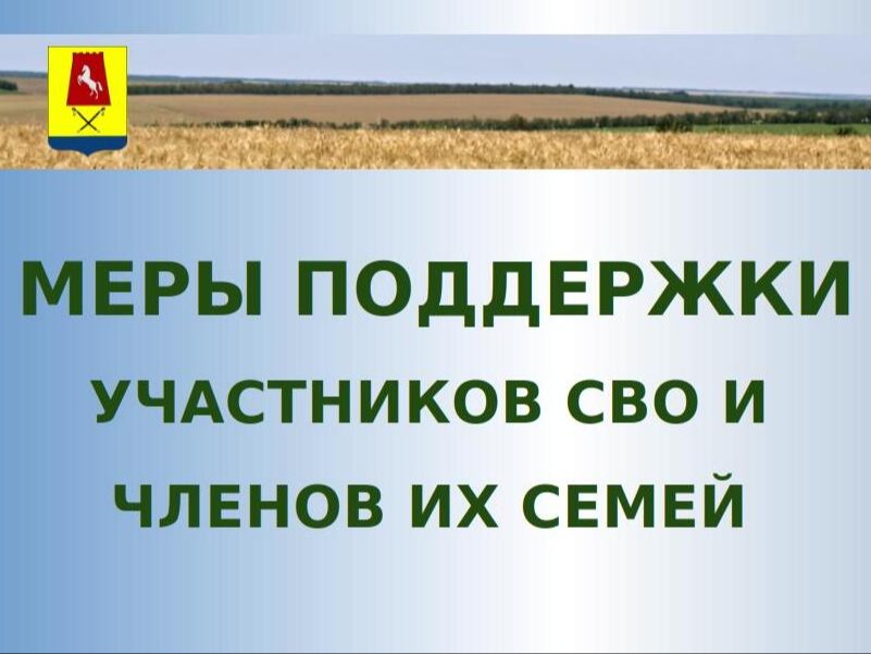 Меры поддержки участников специальной военной операции и членов их семей.