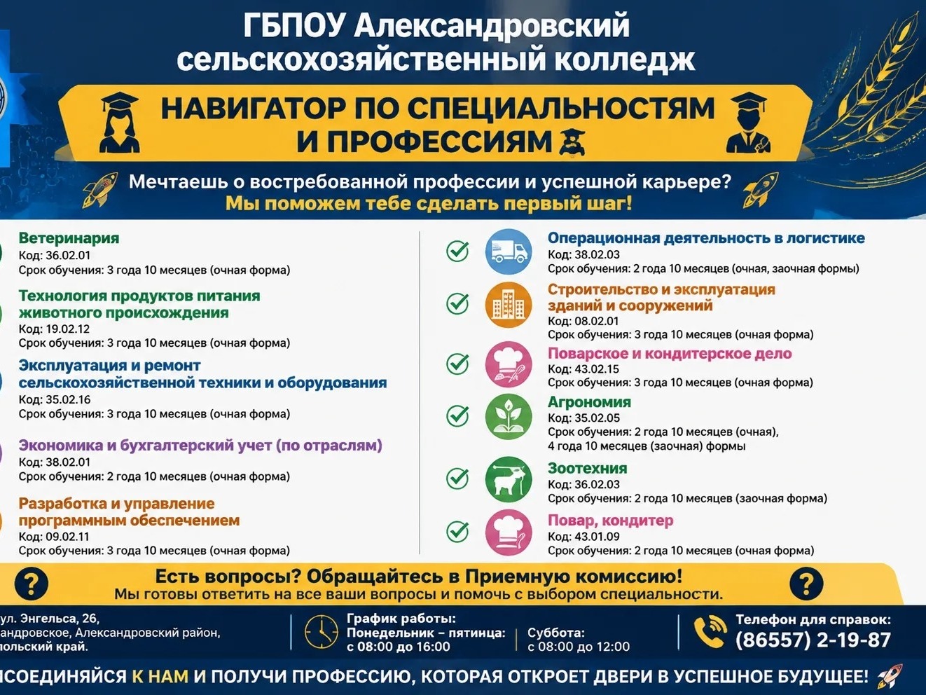 Навигатор по специальностям и профессиям в ГБПОУ АСХК.